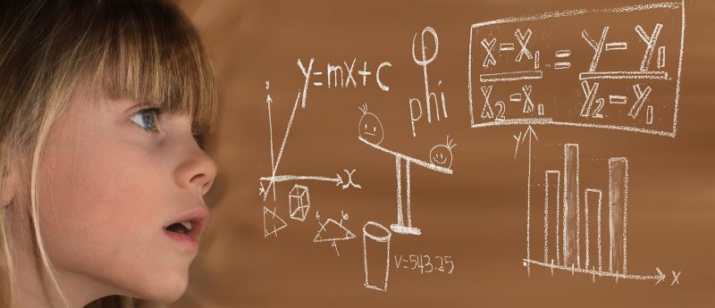 Girl with mathematics formula