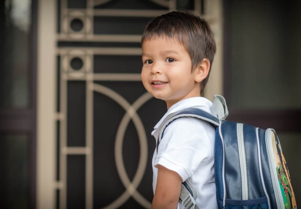 Asian boy first day of school