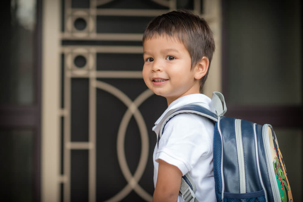 Asian boy first day of school
