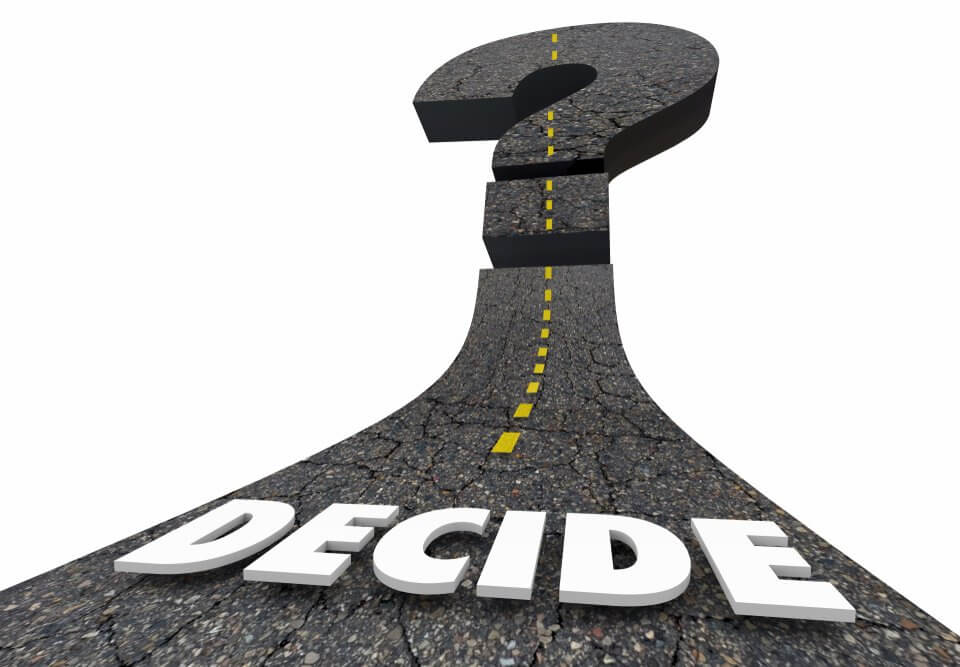 Road with decide word