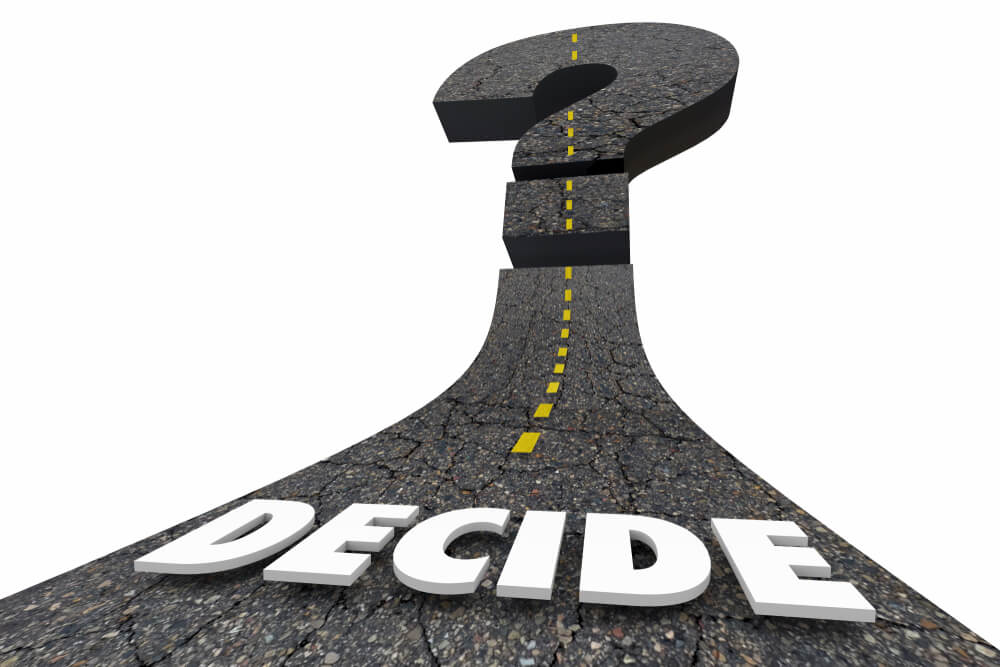 Road with decide word