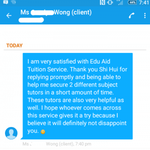 Testimonial by Ms Wong