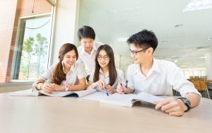 group of students in a discussion