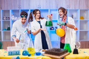 Students experimenting in a laboratory