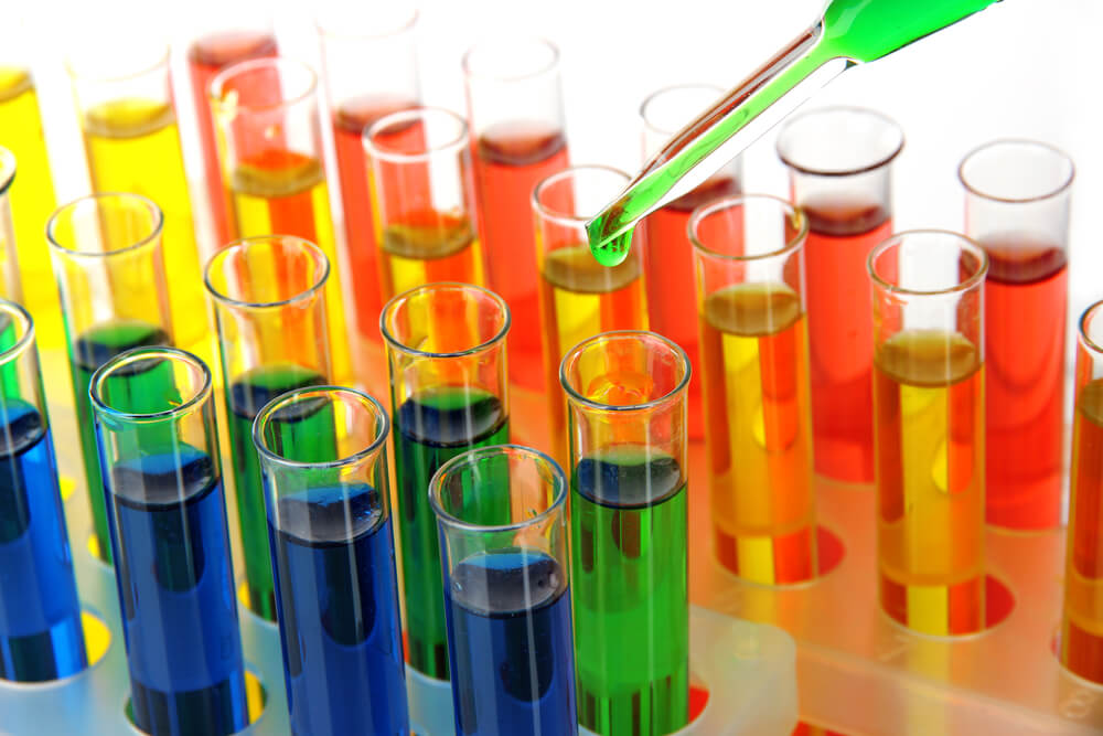 Colorful test tubes close-up